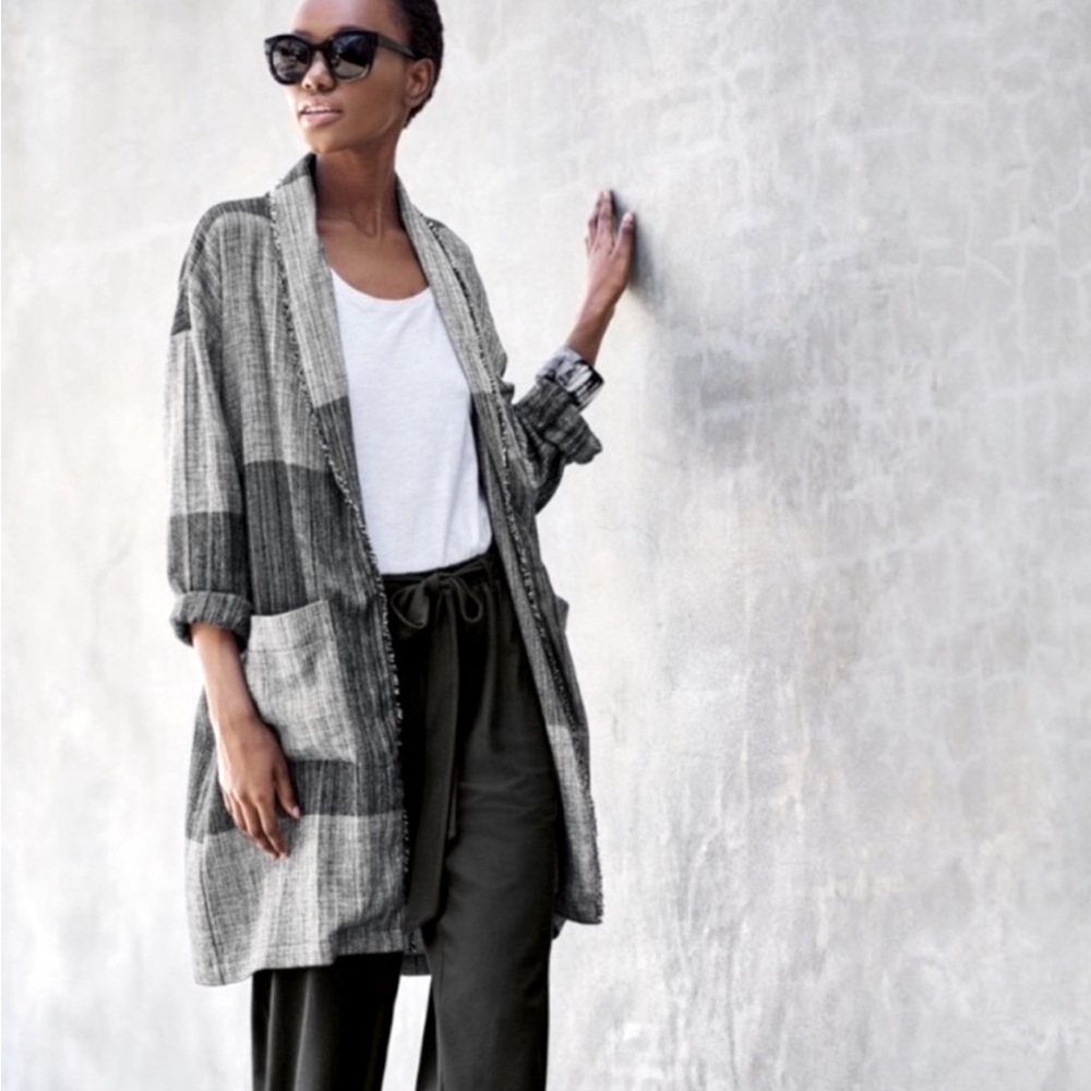 Eileen Fisher Black + Gray Duster
